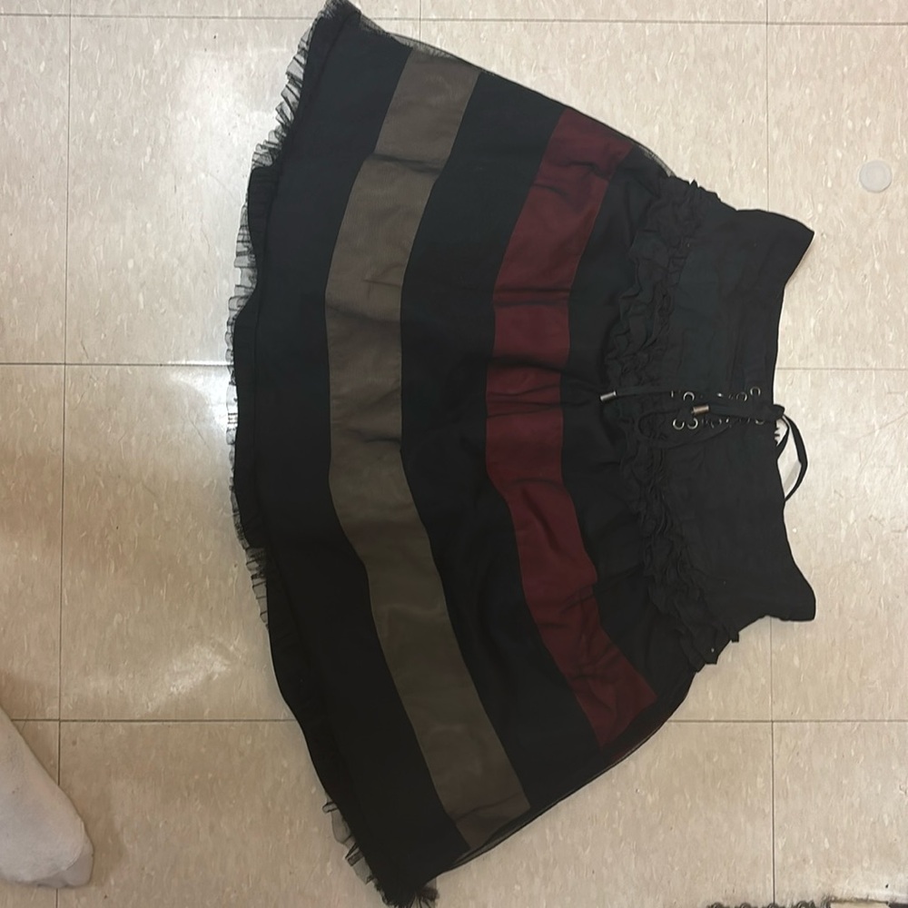 STRIPED TULLE SKIRT WITH LACING